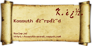 Kossuth Árpád névjegykártya