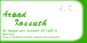 arpad kossuth business card